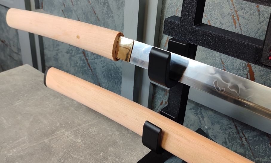 Munenori T10 steel hitatsura hamon daisho - katana a wakizashi